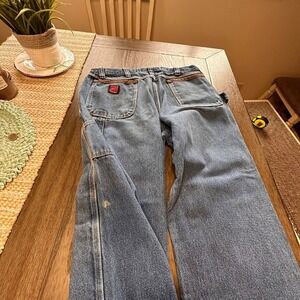 Russell Dura Shield Denim Carpenter Jeans‎ Utility Pockets Blue 38x34